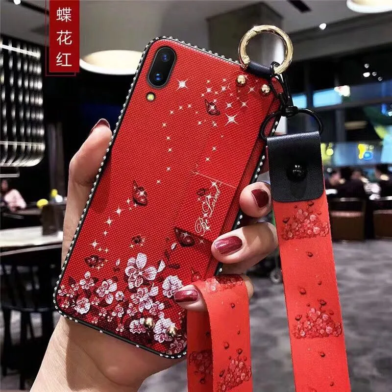 Cloth painted diamond soft wrist strap phone case for iPhone X XR XS Max 7 8 6 6s plus 8plus back coque funda cap |