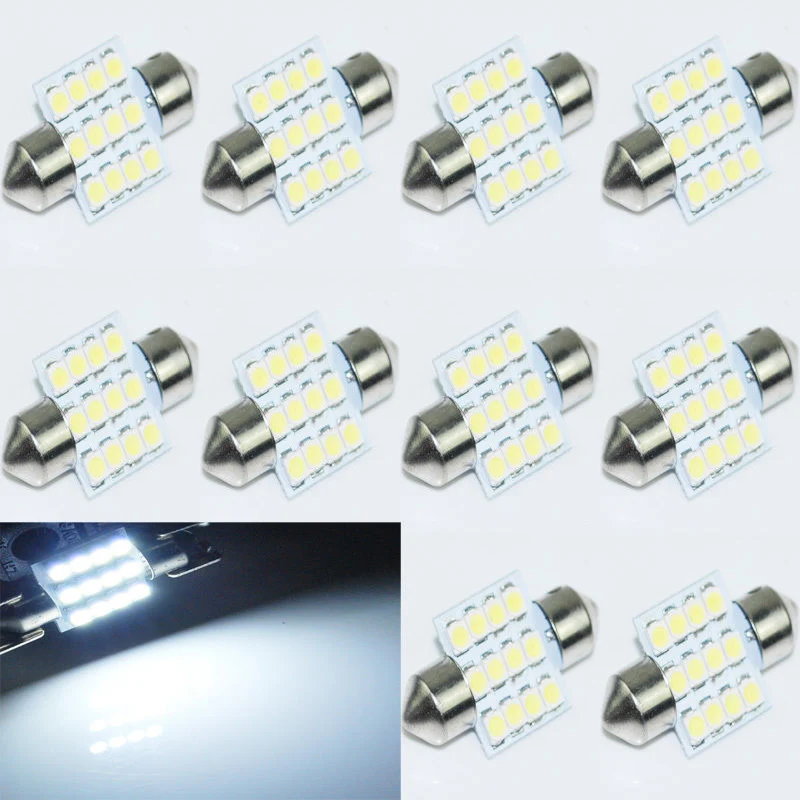 

10pcs/lots 31mm 12SMD 3258 LED Car Festoon Light Lamp Bulb White