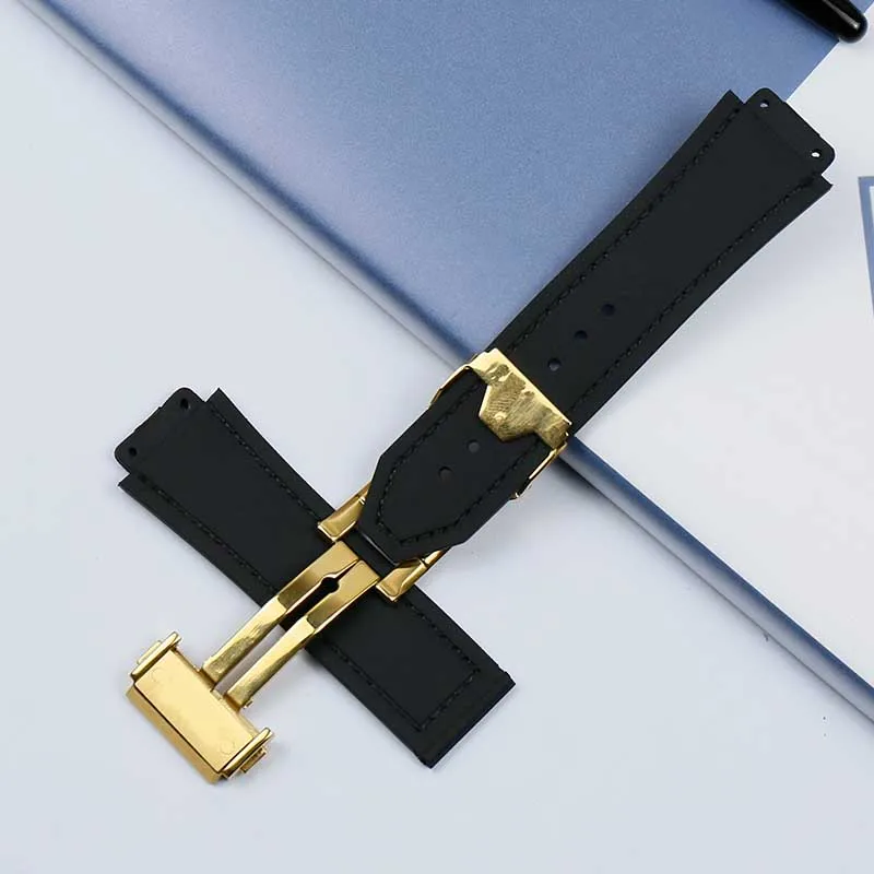Leather Rubber Men's Watchband for HUBLOT Hengbao Fusion Series 25mmx 19mm Multicolor Comfortable Women's Watch Accessories |