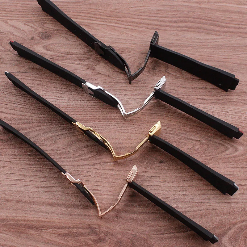 Watch Accessories Leather strap for Hublot 25mm*mm 19mm leather rubber silicone strap butterfly buckle ladies watch strap