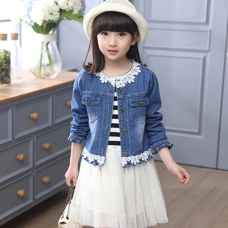 Модный детский костюм на весну-осень комплект для девочек 4-13 лет джинсовая