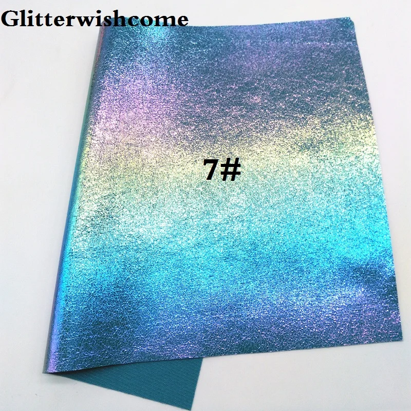 7 Glitterwishcome 21X29 см А4 Размер синтетическая кожа, переливчатая Радуга металлик искусственный из искусственной кожи Ткань Винил для бантов, GM072A - Цвет: 7