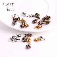 sweet bell 80 pcslot 5713mm four color zinc alloy 3d pine cone charm for diy jewelry making charms d6135