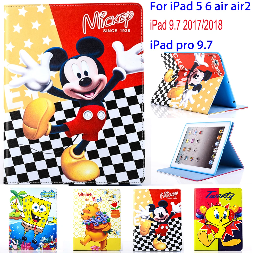 Чехол для планшета Apple ipad 5 6 air 2 9 7 2017 2018 защитный чехол с изображением Микки и