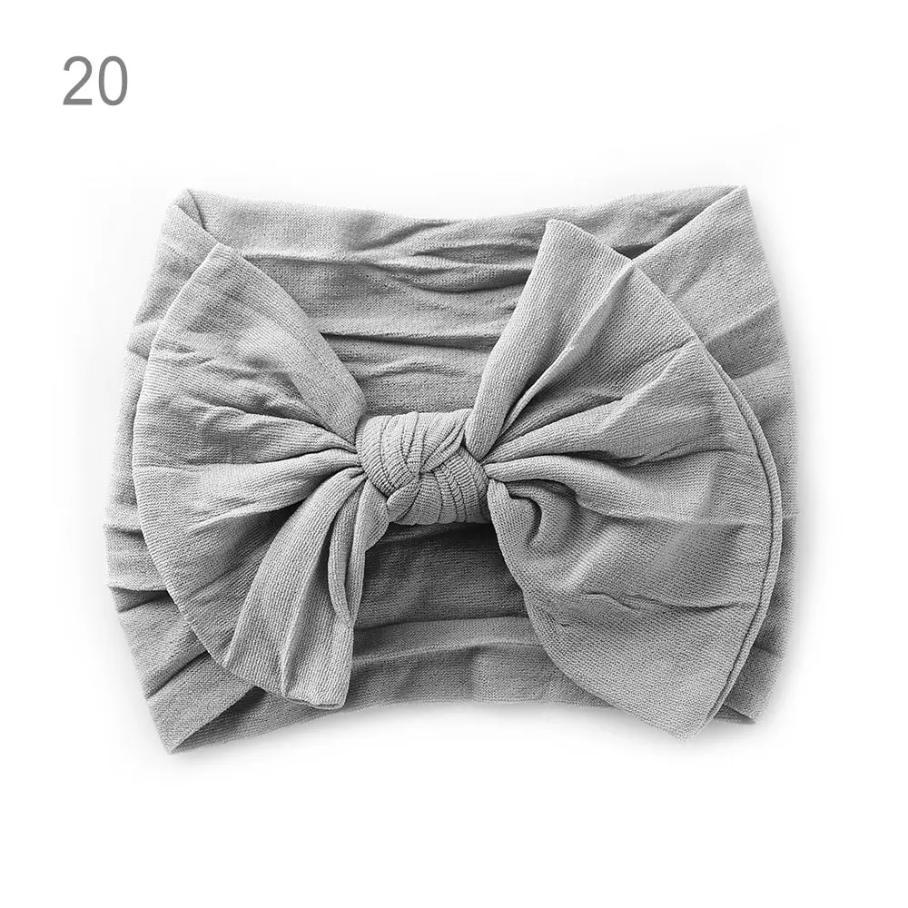 style B-20 Лидер продаж года, 1 шт., модная повязка на голову для маленьких девочек, детские кроличьи уши чалма с бантиком, нейлоновая повязка на голову, эластичная повязка на голову, головной убор - Цвет: style B-20