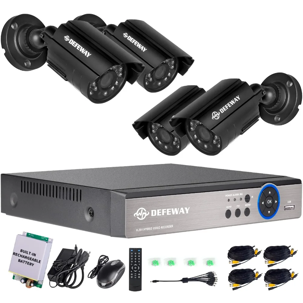 Камера видеонаблюдения DEFEWAY 1080N P2P 8 каналов 4 шт. инфракрасная камера ночного