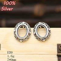 6 98 5m 925 sterling silver color jewelry stud earrings blank for women fit 79mm cabochon antique base tray for diy earring