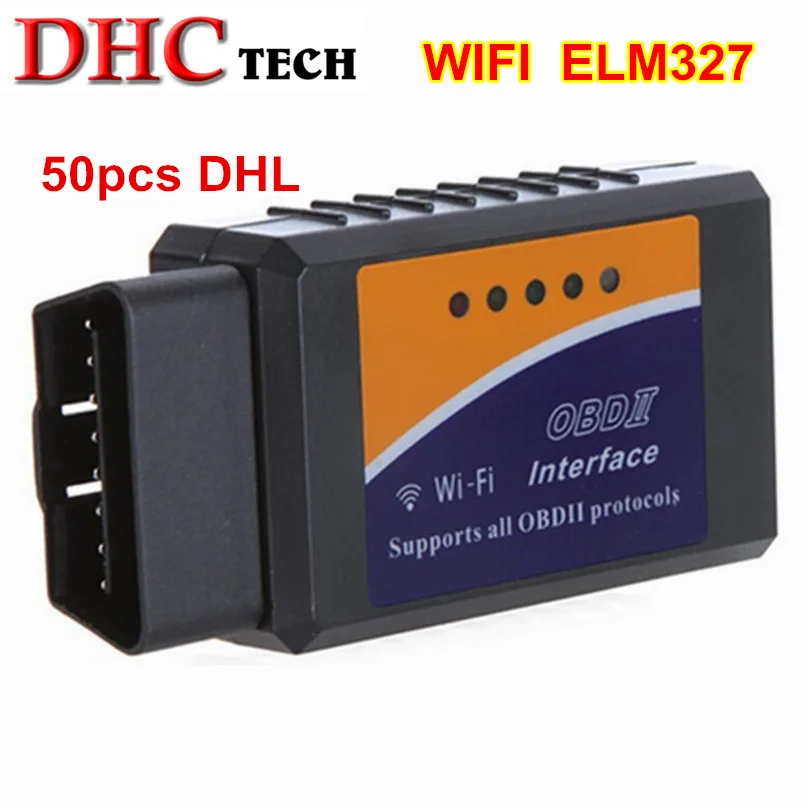 Цена по прейскуранту завода 50 шт./лот Wifi ELM327 v1.5 поддерживает все OBD2 OBDII протоколы