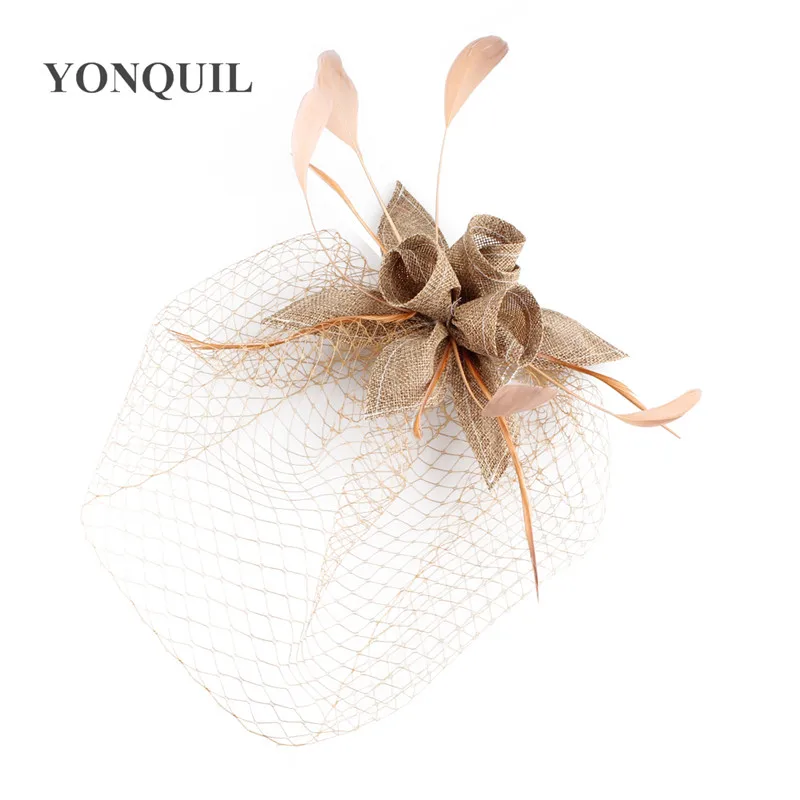 

Black Delicate Wedding Headwear Wedding Fascinator Face Veil Feather Hat Women Brides Fashion Hair Accessories Or Multiple Color