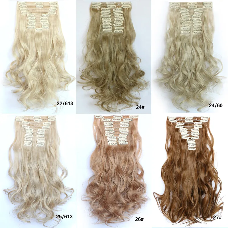 22inch 150g Wavy Clip In Synthetic Hair Extensions Curly Heat Resistant For Party |