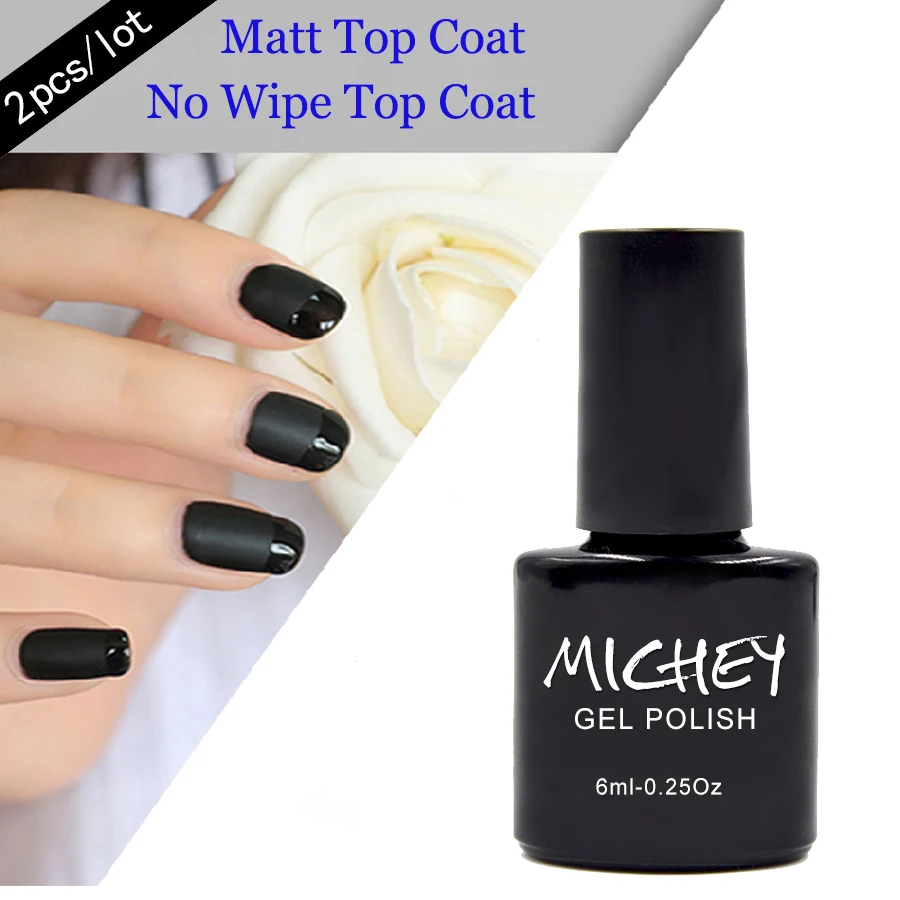 

Hot Sale 2 PCS / Lot Metallic Gel Polish Nail Primer No Wipe Top Gel+ Matt Top Coat Bright Shiny Cover Nail Gel Polish Laquer