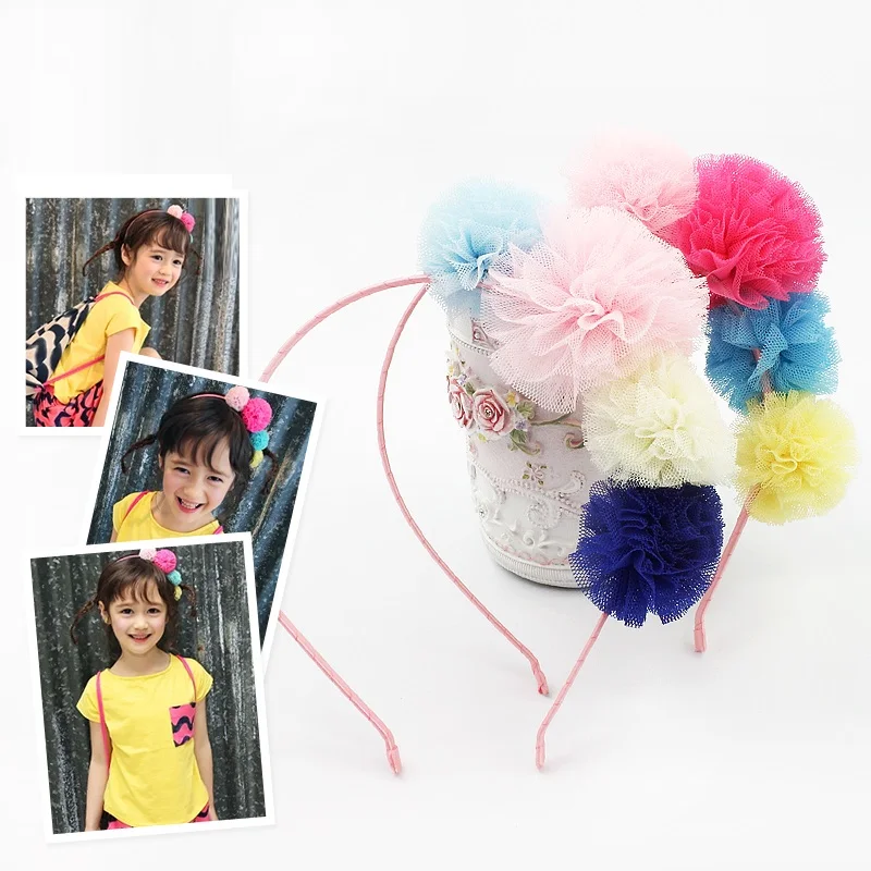 Multi-color Gauze Ball Headband Beautiful Tulle Hairband Girl Mesh Summer Head Wear Fresh Pretty Classic Children Hair Accessory |