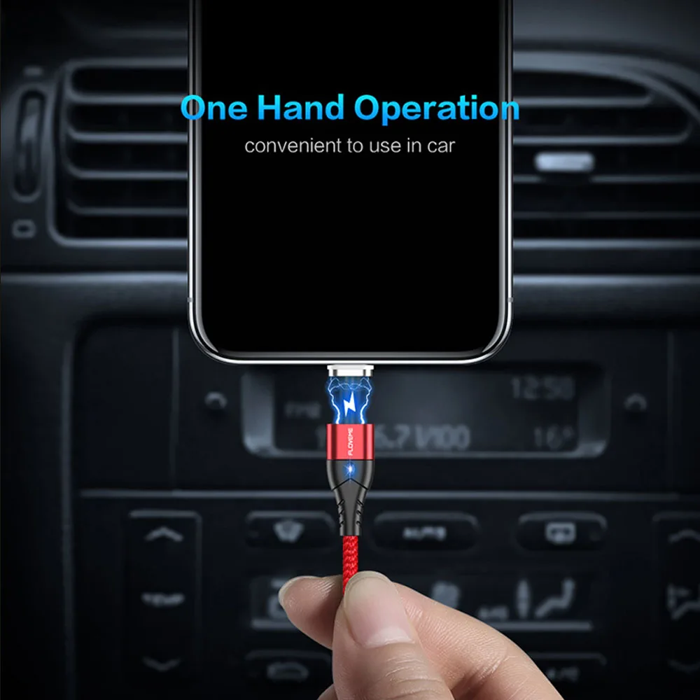 FLOVEME быстрое зарядное устройство с магнитом USB кабель для iPhone Micro usb type C кабель 3A Магнитный USB светодиодный провод для samsung Xiaomi
