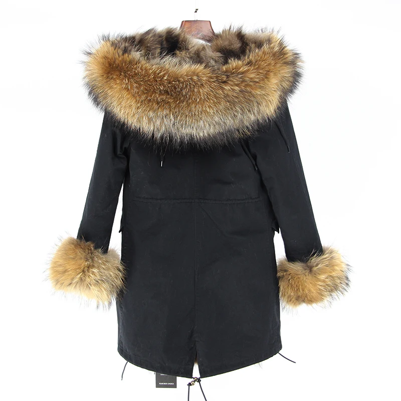 OFTBUY 2019new parkas зимняя куртка женская парка натуральный мех пальто натуральный большой енот меховой воротник Лисий меховой вкладыш
