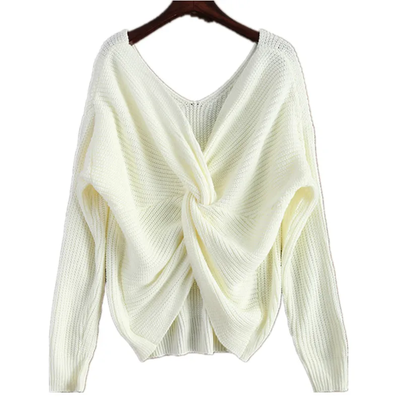 New 2019 V-neck Cross Knitting Winter Sweater Women Fashion Down Sleeve Pullover Female Autumn Casual Jumper Mujer Knit | Женская одежда