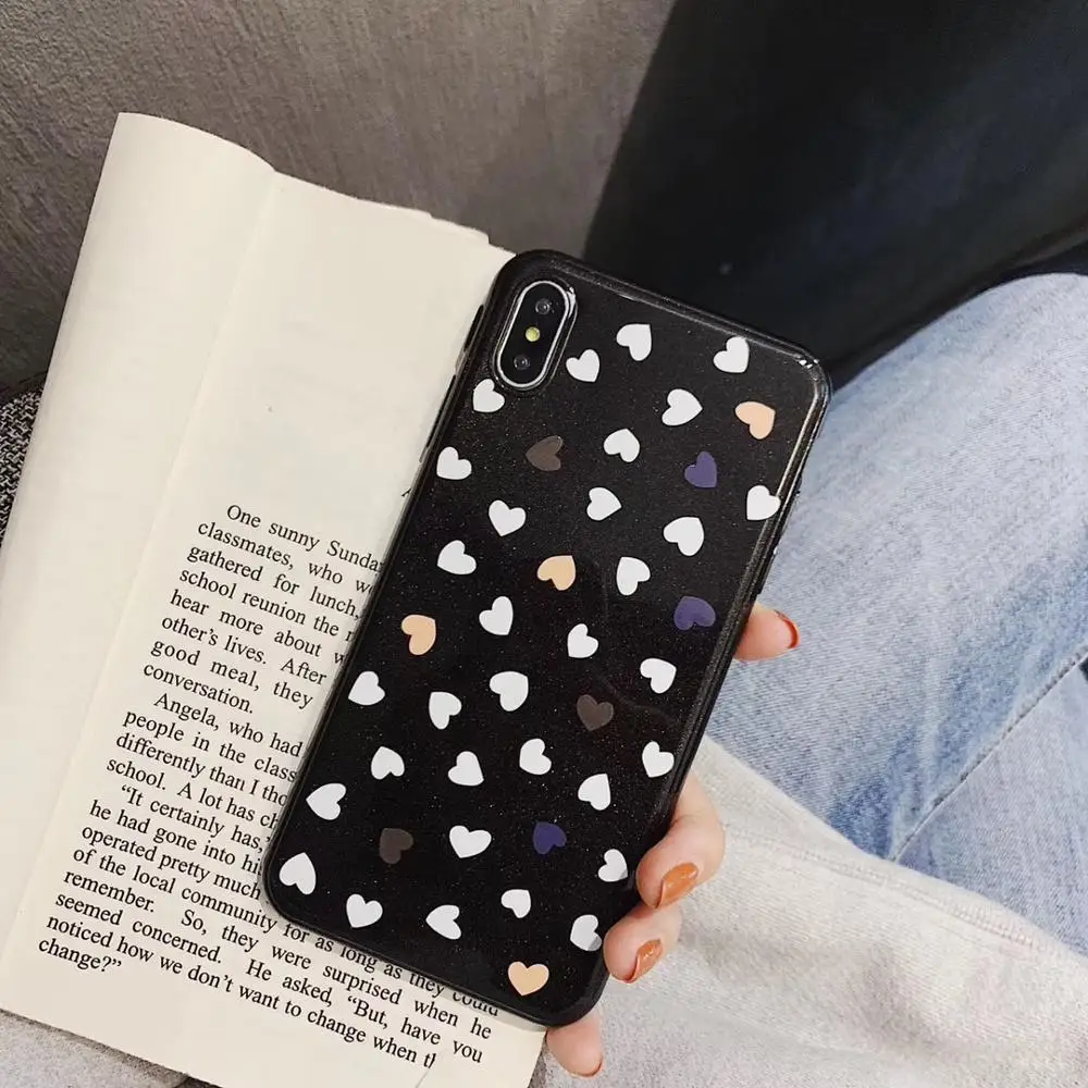 Милая задняя крышка с принтом сердца для iPhone X XR XS MAX 8 7 6 S Plus Мягкий чехол телефона
