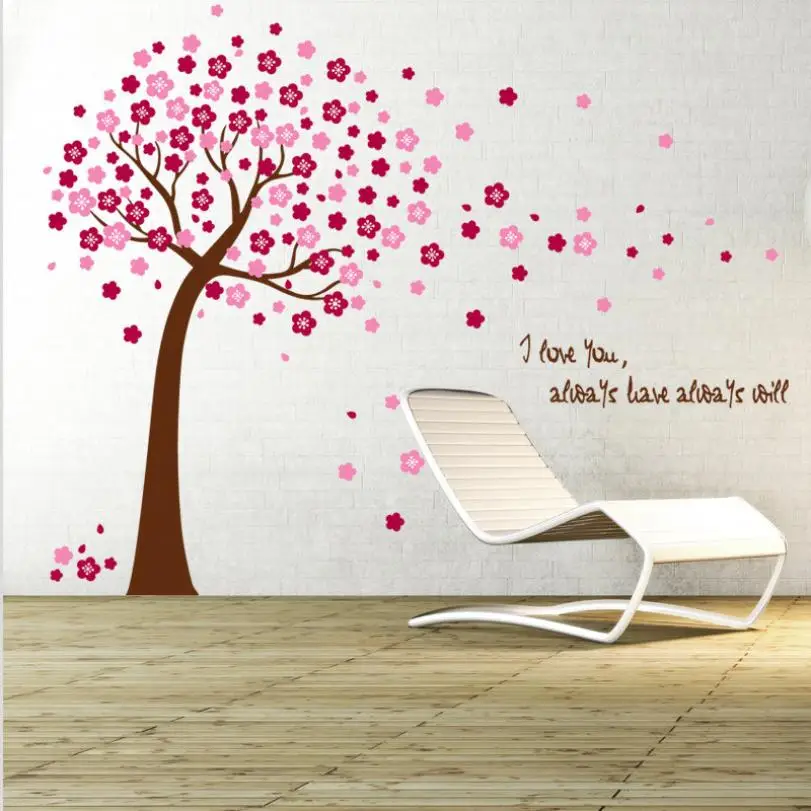 Наклейки на стену с изображением розового вишневого цветка дерева|wall sticker|tree wall