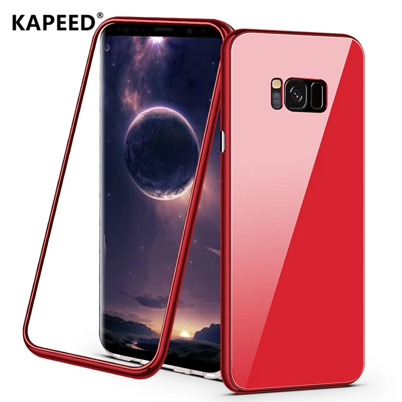 Red Флип-чехол для samsung Galaxy S9 S8 Plus Note 8 9 модный цветной магнитный стеклянный чехол для телефона для samsung Galaxy Note 9 8 S7 Fundas - Цвет: Red