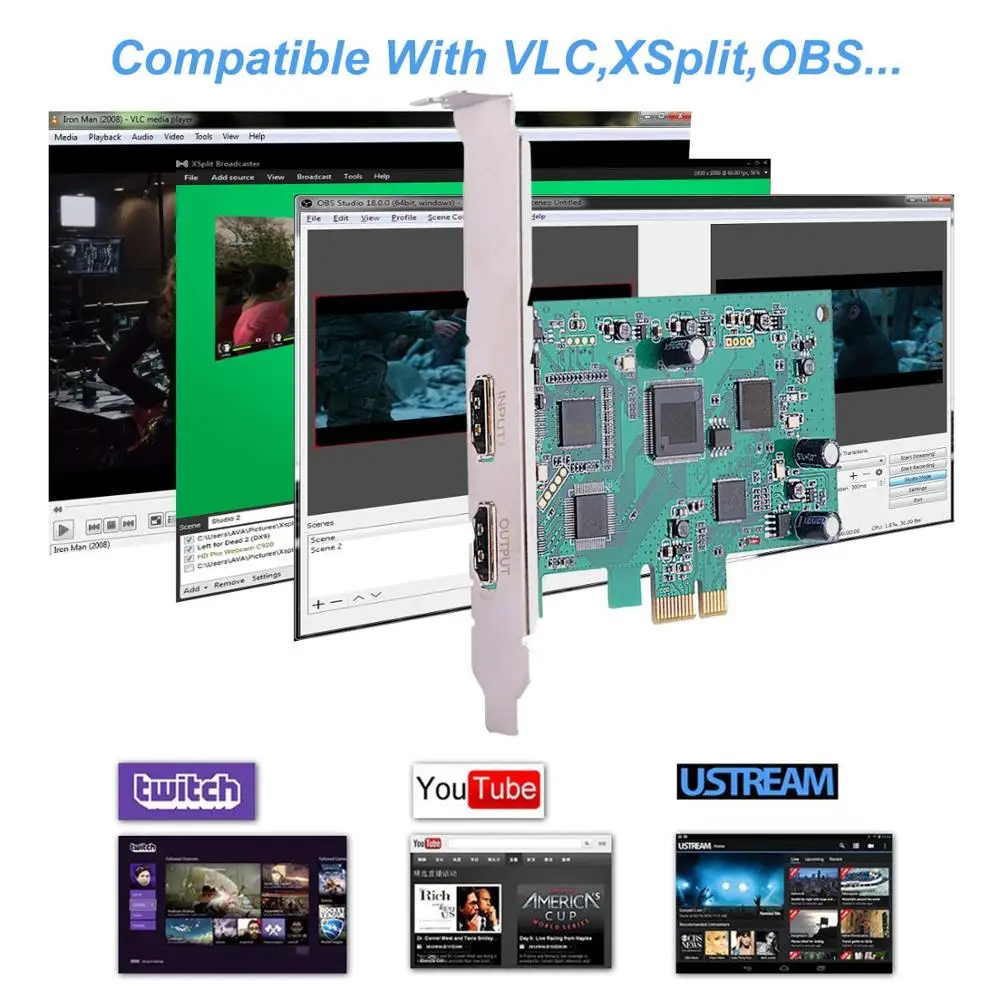 Y& H PCIE Capture Card Live Streaming HD 1080P 60FPS устройство записи видеоигр для PS4 Xbox One wii U nintendo Switch ezcap294