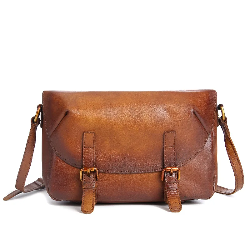 Женская винтажная сумка из натуральной кожи наплечная слинг через плечо