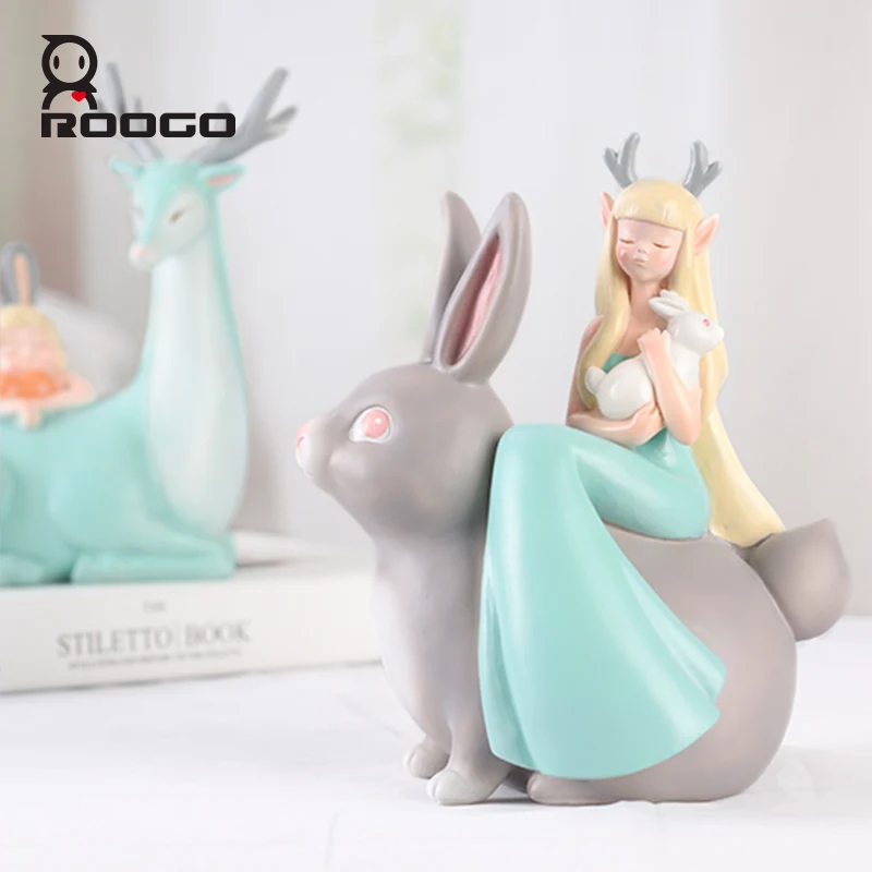 Статуэтки ROOGO из смолы с милыми животными украшение для дома креативный орнамент