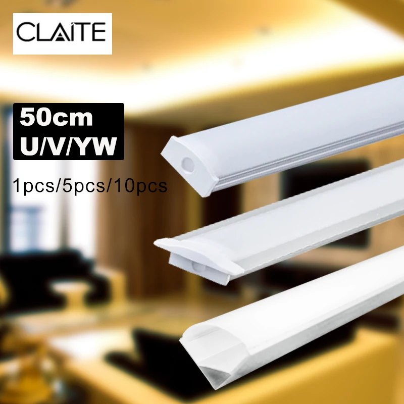 Новый алюминиевый держатель для светодиодных лент CLAITE U V YW три стиля 50 см