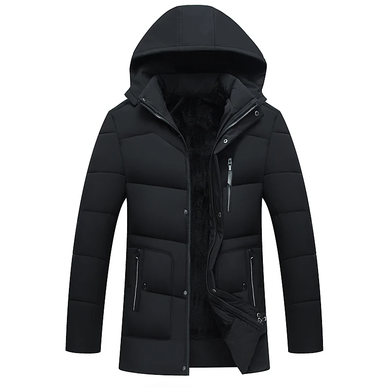 Черный Mannen kleding herren jacken зимние теплые пальто для мужчин, модные куртки, пуховики длинные пальто - Цвет: Черный