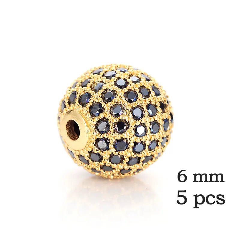 Gold-Black-6mm Neovivi, 5 шт./партия, медная Корона, бусины, Череп, леопард, распорка для шлема, CZ, микро проложенный кубический цирконий, разъем для изготовления ювелирных изделий - Цвет: Gold-Black-6mm