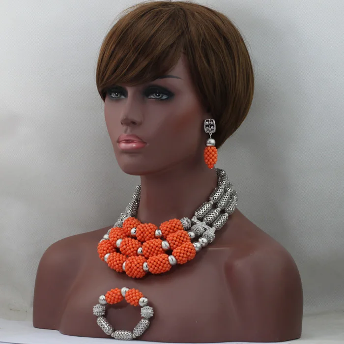 Горячая Распродажа африканские Свадебные Ювелирные наборы с серебряными