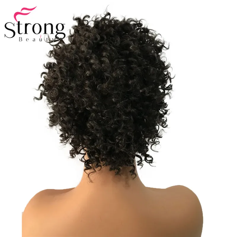 StrongBeauty кружевной передний короткий черный выделенный кудрявый афро высокий нагрев ок синтетический парик парики выбор цвета - Цвет: #4