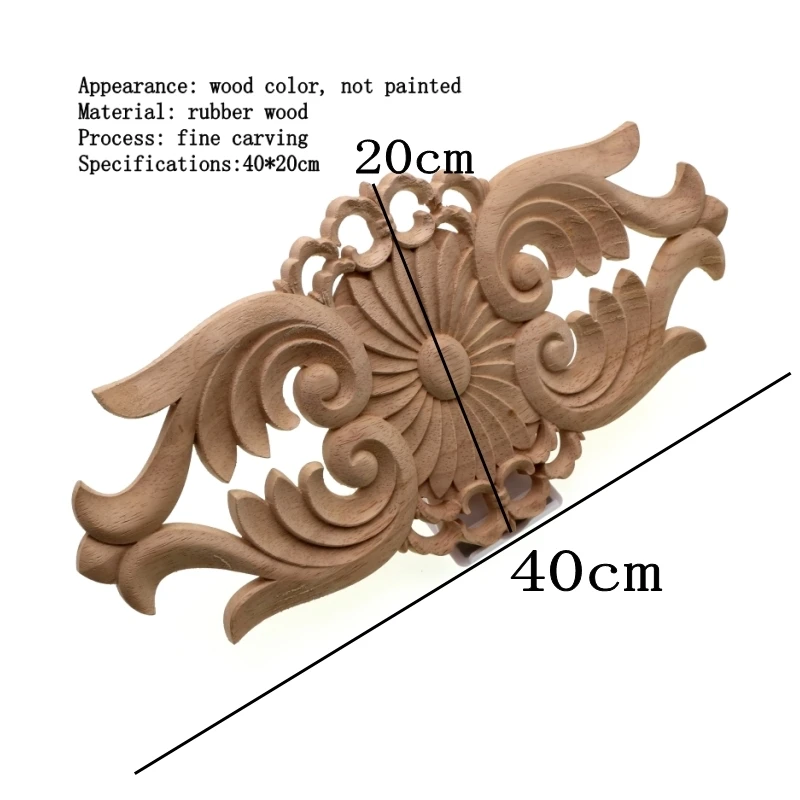 RUNBAZEF Woodcarving European-style Applique Solid Wood Furniture Decorative Accessories Door Heart Flower Carved Long Pieces | Дом и сад