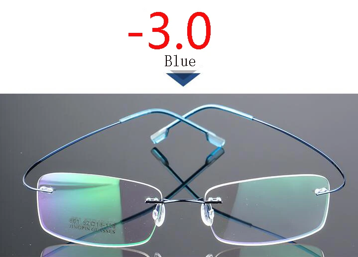Myopia 300 Покрытие сверхэластичные бескаркасные очки для близорукости для мужчин и женщин без оправы Сверхлегкая оправа Очки для близорукости 100~ 400 градусов - Цвет оправы: Myopia 300