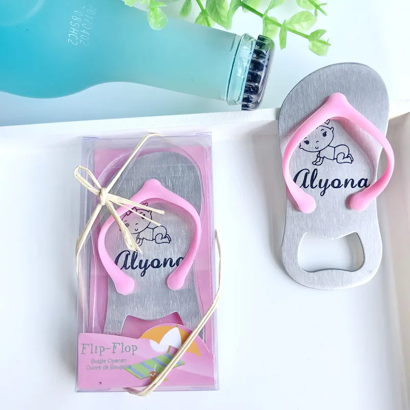 Beach Themed Wedding Favors Colorful Slipper Beer Opener Printing Logo