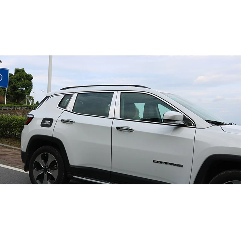 

lsrtw2017 304 stainless steel car window trims for jeep compass 2017 2018 2nd generation