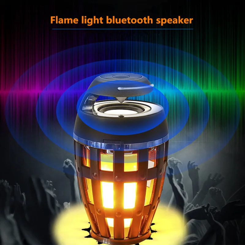 LED Flame Lamp Bluetooth Speaker Touch Soft Light Portable Atmosphere Stereo Sound Waterproof Dancing Party Smart | Освещение
