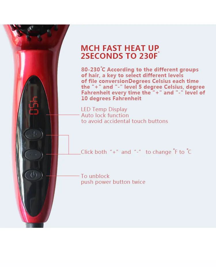 Электрический ЖК цифровой контроль выпрямления волос просто быстрый