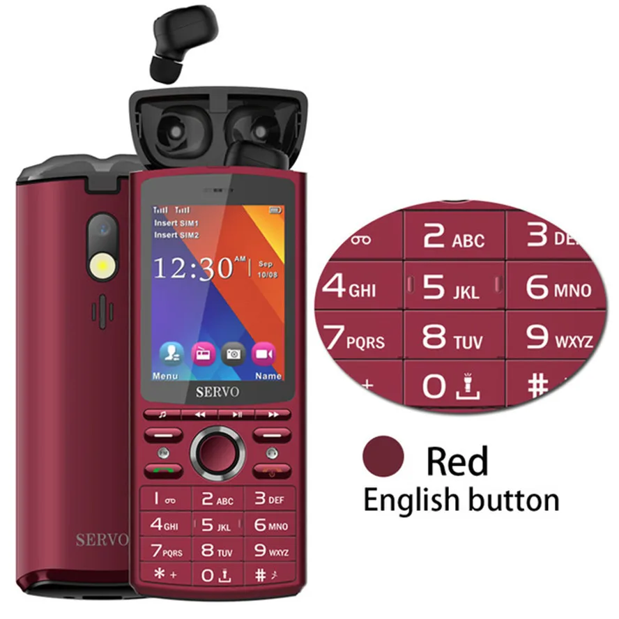 Red English Button SERVO R25 Bluetooth Music 6000mAh power Bank Мобильный телефон 2,8 дюймов 64 м+ 64 м SC6531CA телефон музыкальный динамик многофункциональный мобильный телефон - Цвет: Red English Button
