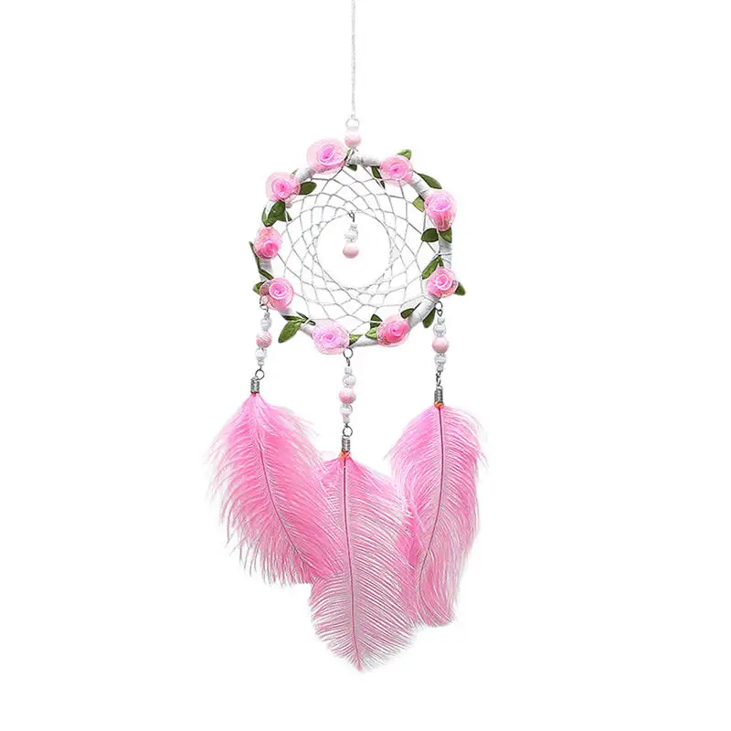 

Home Living Room Dream catcher Girl Room Bedroom Romantic Decoration LED Light Dream catcher Feathers Light Wall Hanging @L
