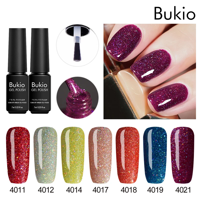 Гель-лак Bukio блестящий неоновый Гибридный для ногтей полупостоянная УФ-лампа