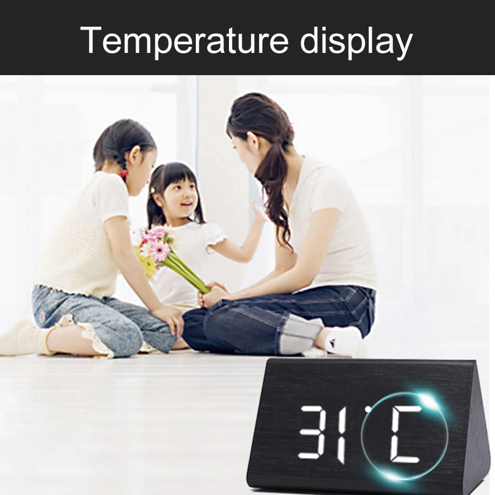 Цифровой деревянный USB светодиодный ночник будильник термометр дисплей комплект