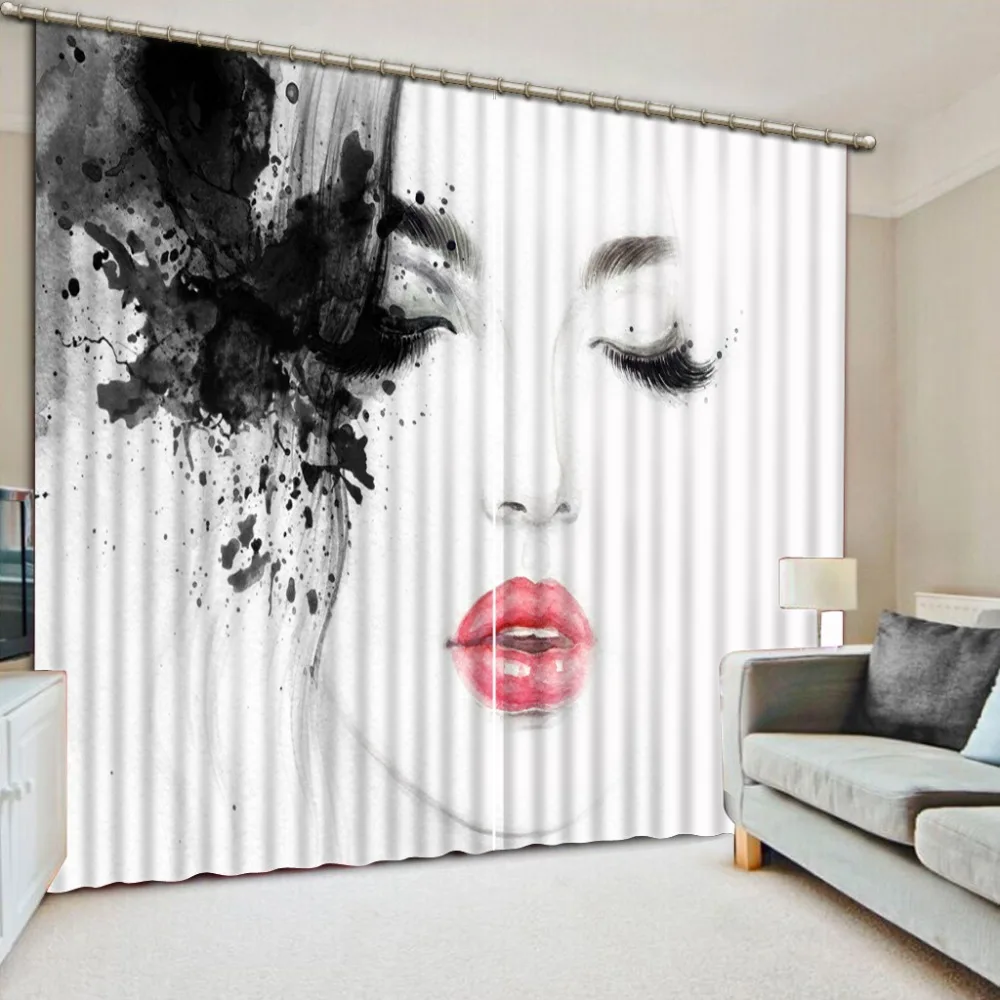 Cortinas opacas para sala de estar, con estampado creativo de mujer, para sofá, hogar y Hotel, 3D