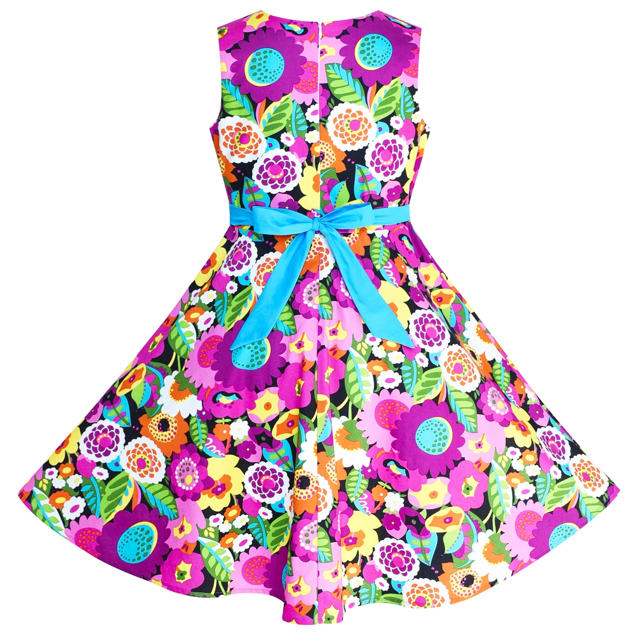 Sunny Fashion платья для девочек Цветок Девушка Платье Цветочный Красочный Sundress Хлопок