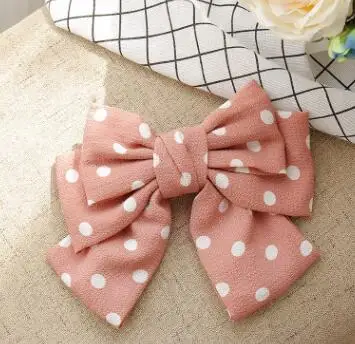 Pink White Dot Новое поступление, женская заколка для волос с бантом, с принтом в виде трех больших точек, для девушек, BB заколки для волос, заколки для волос - Цвет: Pink White Dot