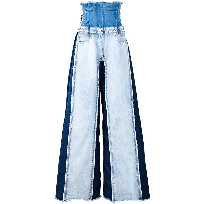 blue SuperAen новые модные женские джинсы Дикие повседневные модные широкие брюки женские с высокой талией весенние и летние длинные джинсы - Цвет: blue
