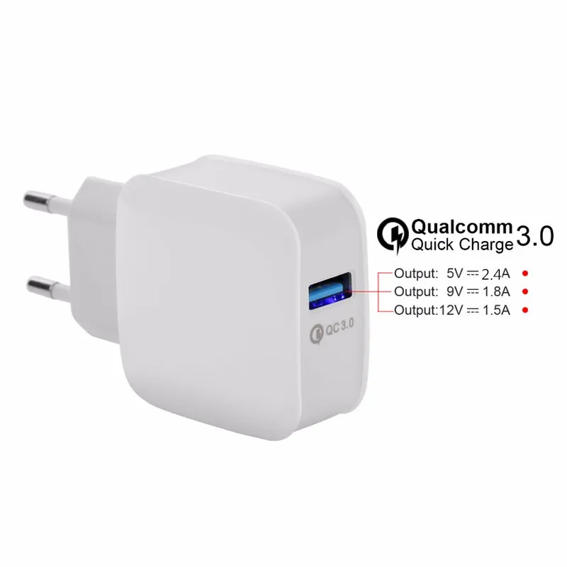 Quick Charge 3.0 EU Plug USB Universal Phone Charger Fast Wall Charging Home Travel For iphone X 7 Xiaomi Samsung S8 | Мобильные