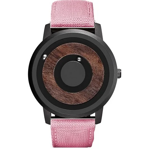 Pink Canvas Strap EUTOUR простые унисекс часы с магнитным приводом для мужчин и женщин новинка деревянный циферблат нержавеющая сталь кожа холст ремешок наручные часы - Цвет: Pink Canvas Strap