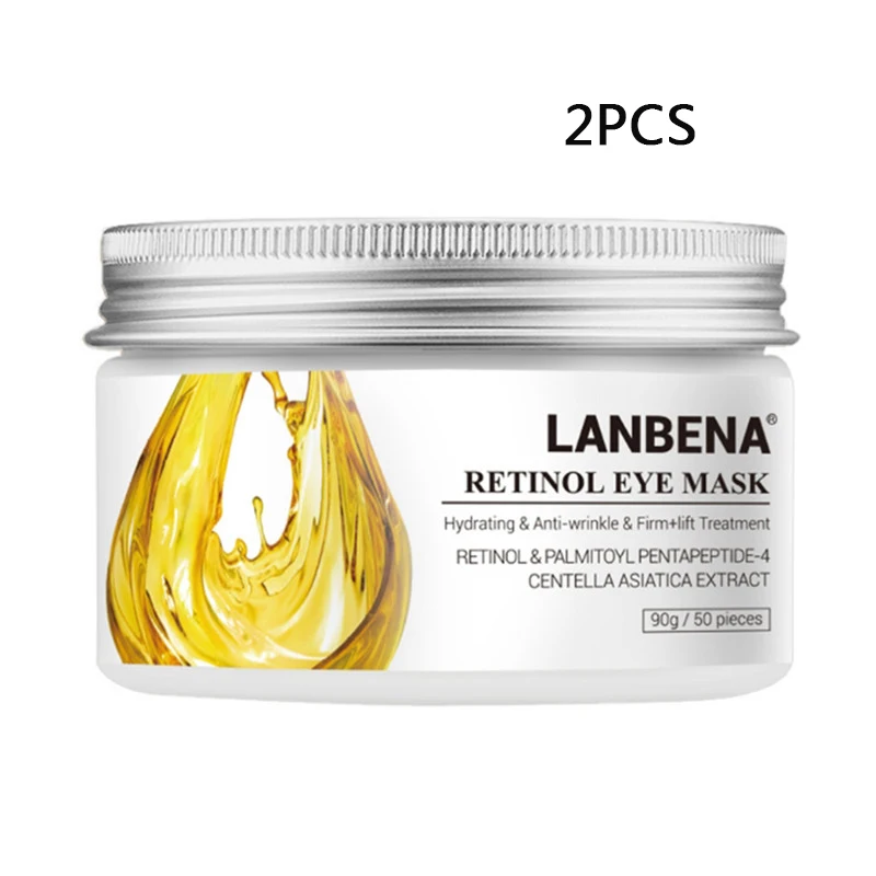 Retinol 2PCS LANBENA ретинол с гиалуроновой кислотой, маска для глаз, питающая, укрепляющая, уход за кожей, уменьшает темные круги, мешки, линии вокруг глаз, восстанавливающие маски для глаз - Цвет: Retinol 2PCS