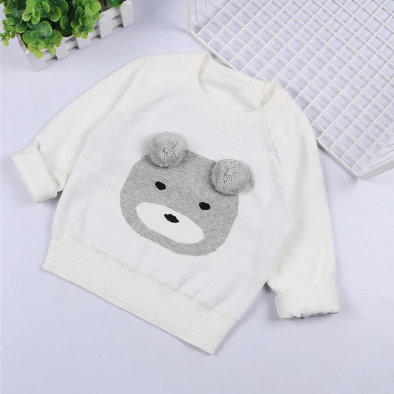 2019 г. Весенние детские свитера с рисунком медведя для девочек весенние модные