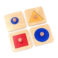 montessori infant wooden 4pcs shape matching puzzles learning educational preschool training sensorial teaching toys for toddler