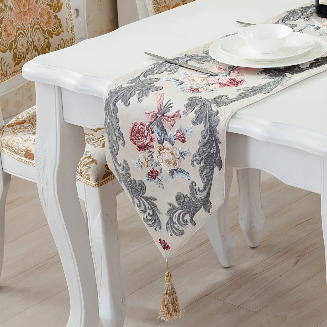 European High-grade Chenille Table Runner Modern Central Tablecloths Runners Coffee Bed Cloth Covers | Дом и сад